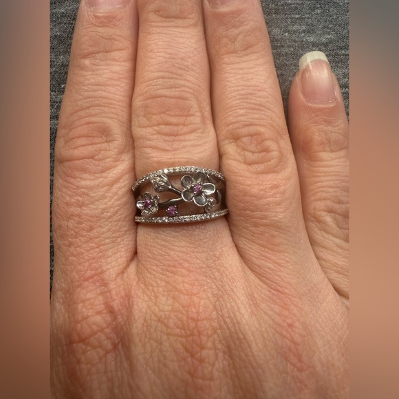 Enchanted Disney Mulan Inspired Rhodolite Garnet and Diamond Ring - Picture 3 of 7